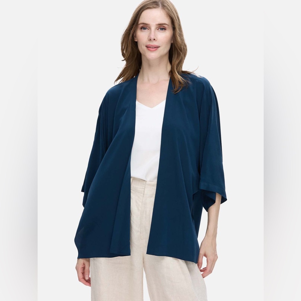 Navy Blue Silk Relax Cardigan
